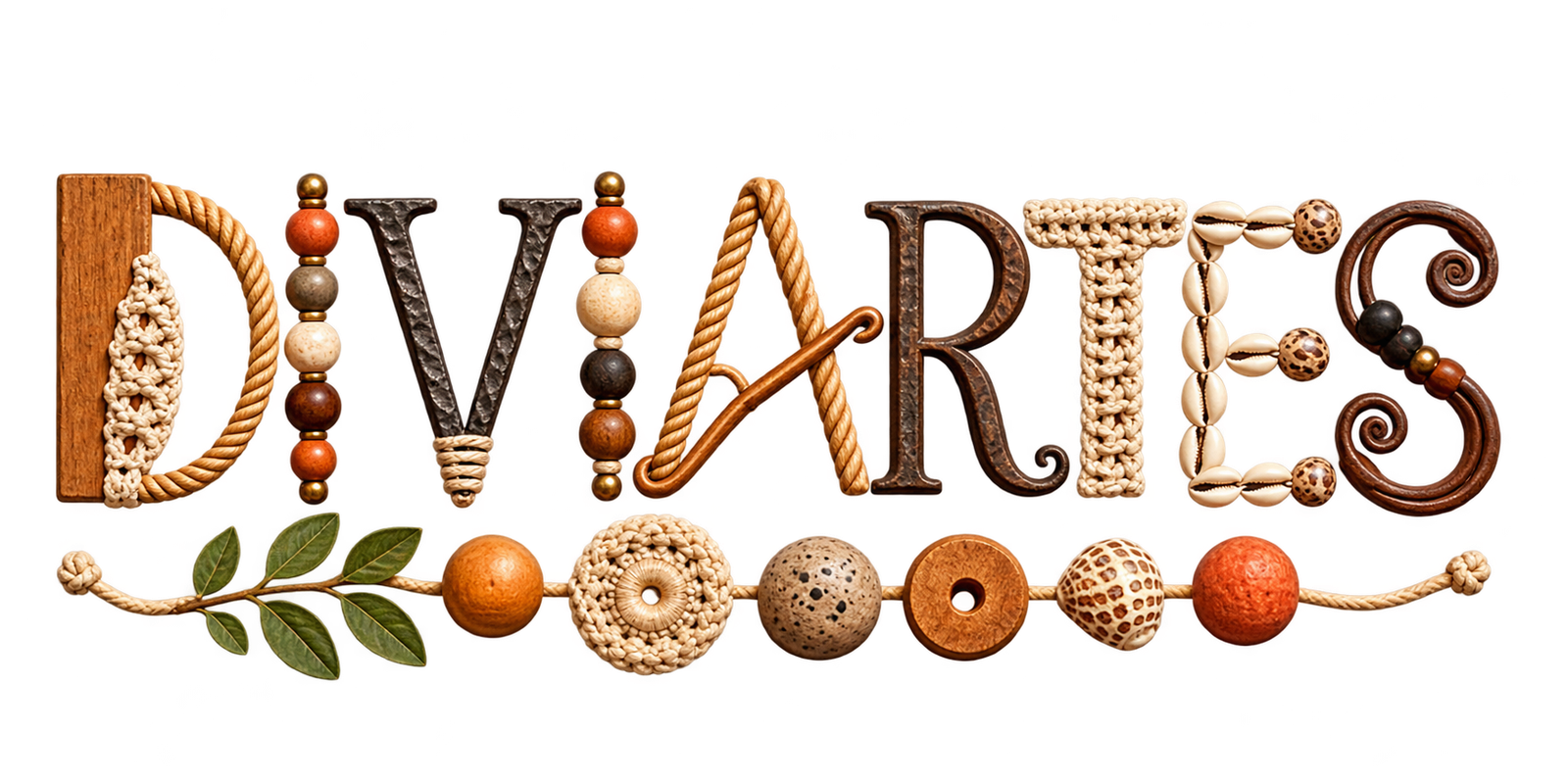Logomarca DiviArtes com tipografia artesanal e detalhes em miçanga
