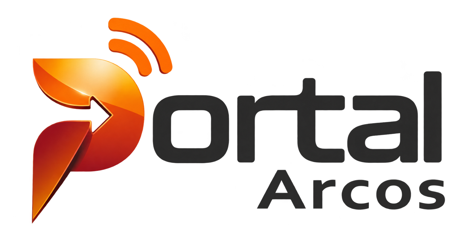 Logomarca modernizada do Portal Arcos com antena estilizada em laranja